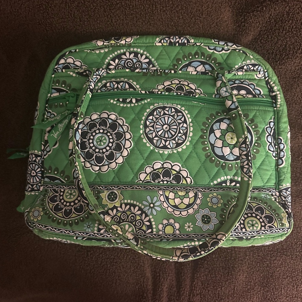 Vera Bradley Green Bowler Bag. Good used condition, few spots as pictured